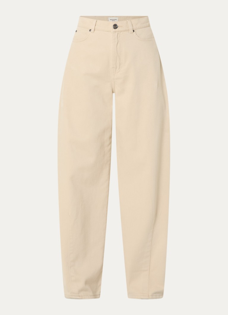 Max Mara Dames Dordine high waist wide fit broek met steekzakken in de kleur Creme