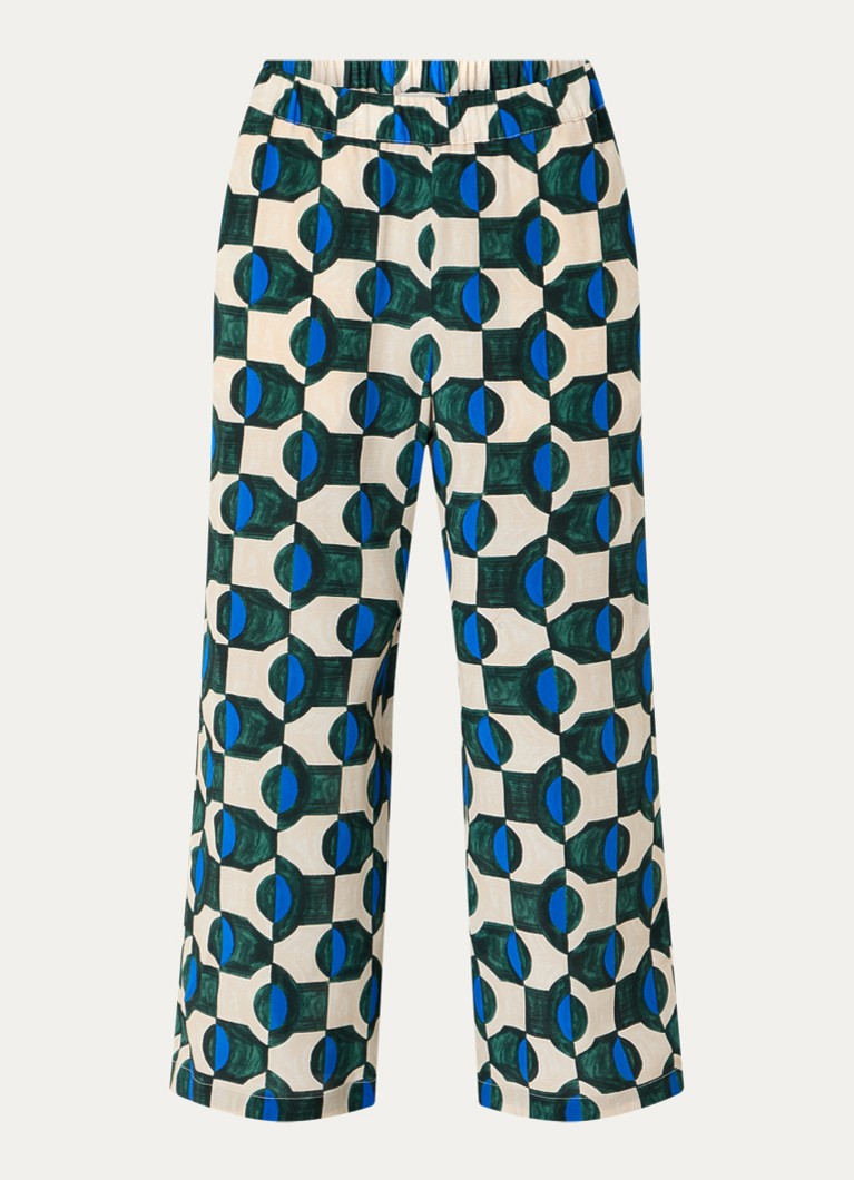 MaxMara Dames Eusebio high waist wide fit broek van zijde met print in de kleur Donkergroen