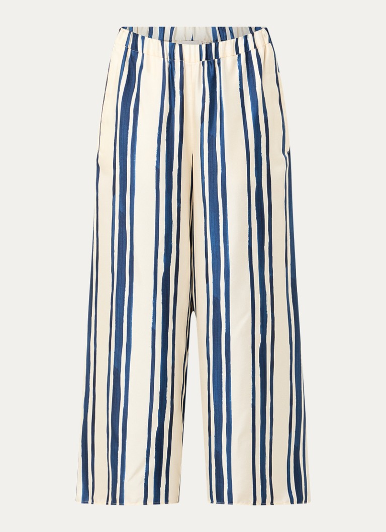 MaxMara Dames Tortona high waist wide fit pantalon van zijde met streepprint in de kleur Blauw
