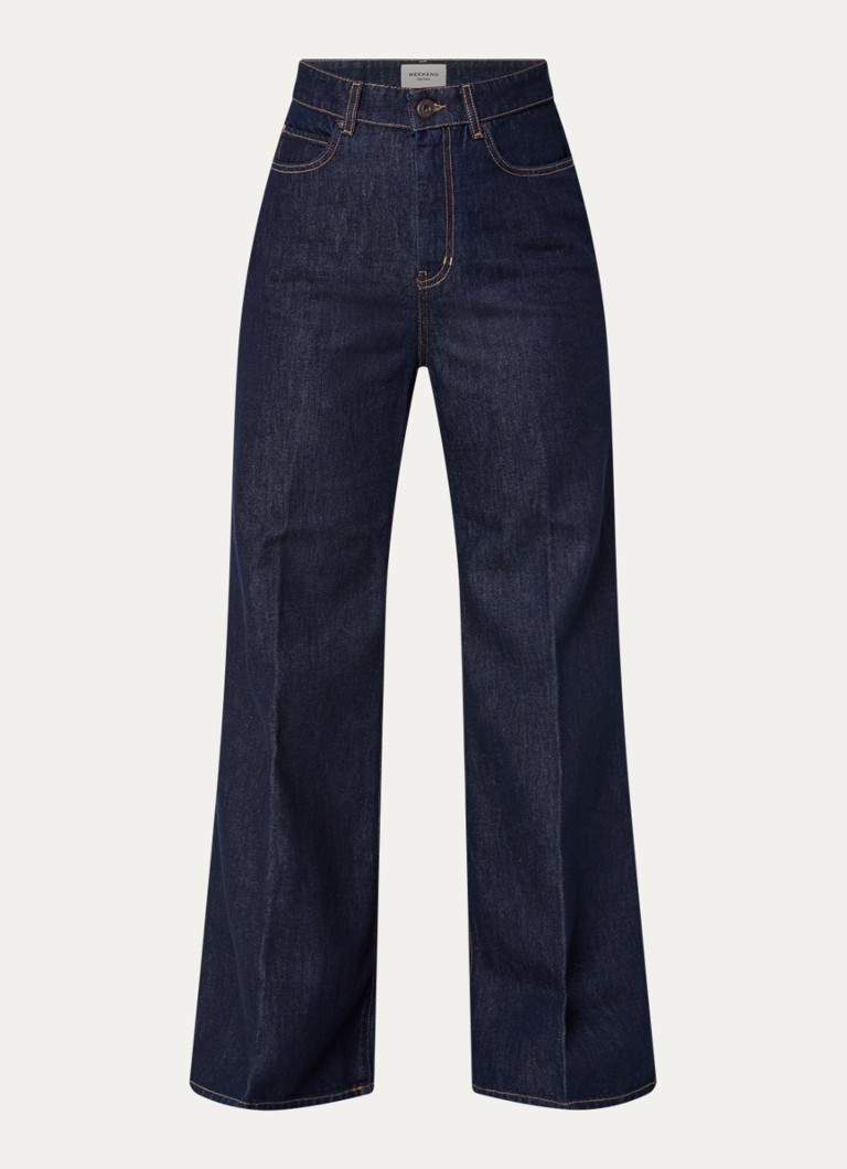 Max Mara Dames Sport high waist wide leg jeans met donkere wassing in de kleur Indigo