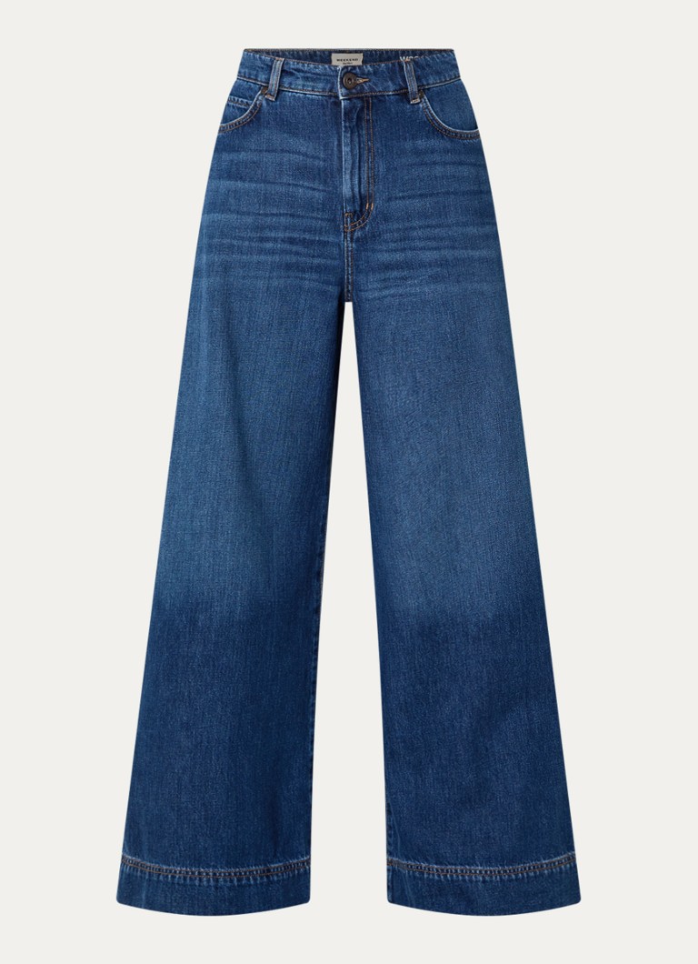 Max Mara Dames Ciro high waist wide leg jeans met donkere wassing in de kleur Indigo