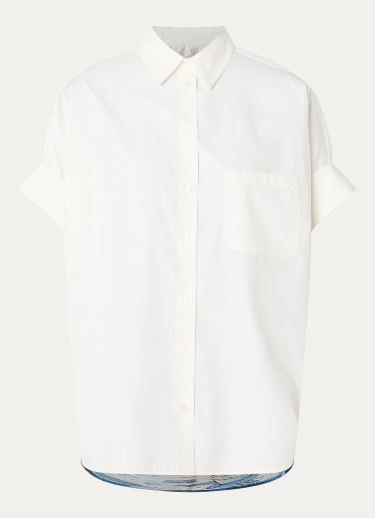 MaxMara Dames Blouse met backprint en borstzak in de kleur Gebroken wit