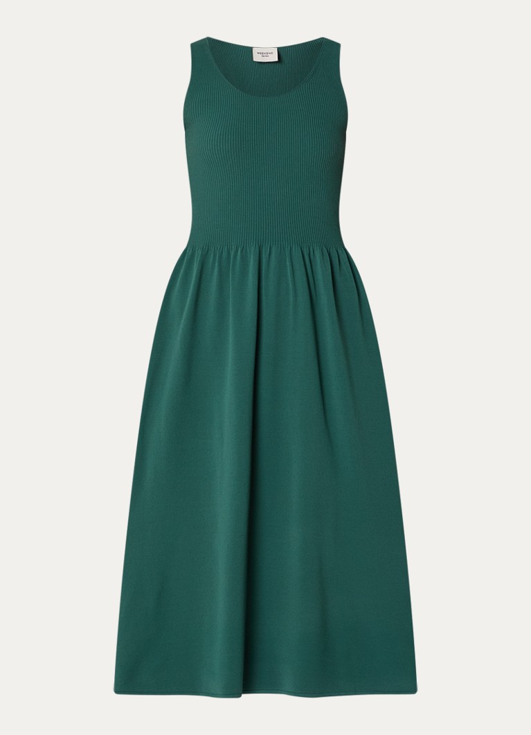 MaxMara Dames Calibri midi jurk met ribstructuur in de kleur Groen