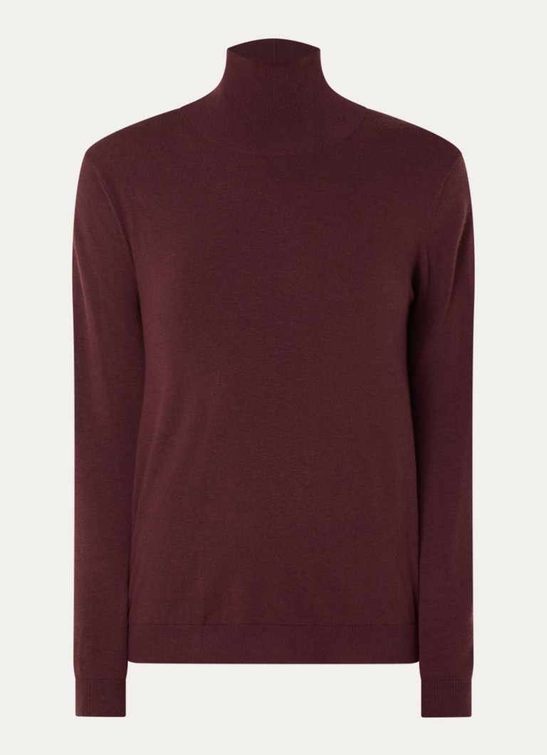 Max Mara Dames Kiku fijngebreide trui in zijdeblend met col in de kleur Bordeauxrood