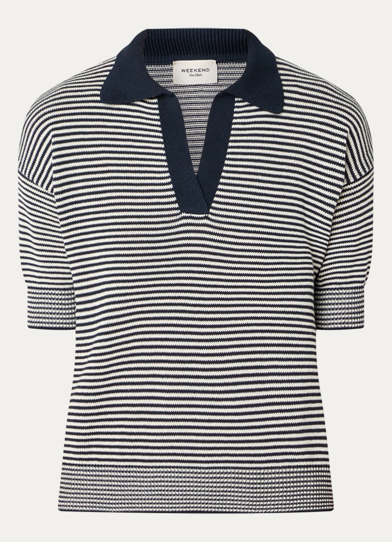 MaxMara Dames Grofgebreide trui met streepprint in de kleur Donkerblauw