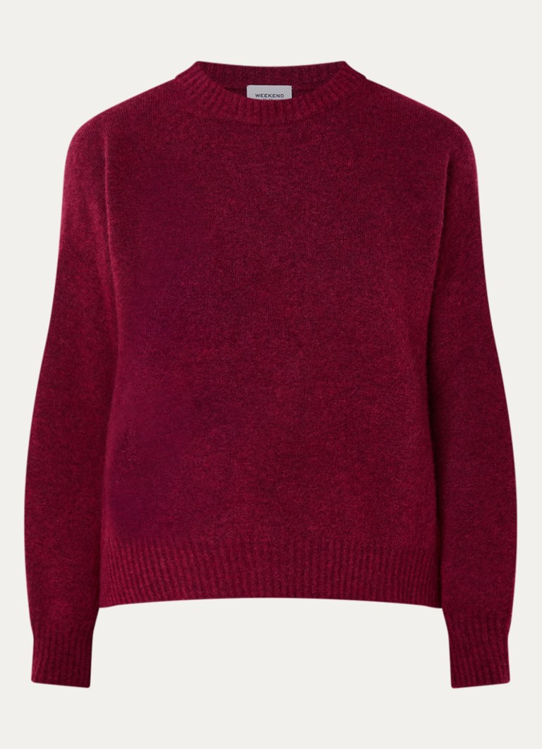 Max Mara Dames Fijngebreide trui in alpaca wolblend in de kleur Bordeauxrood