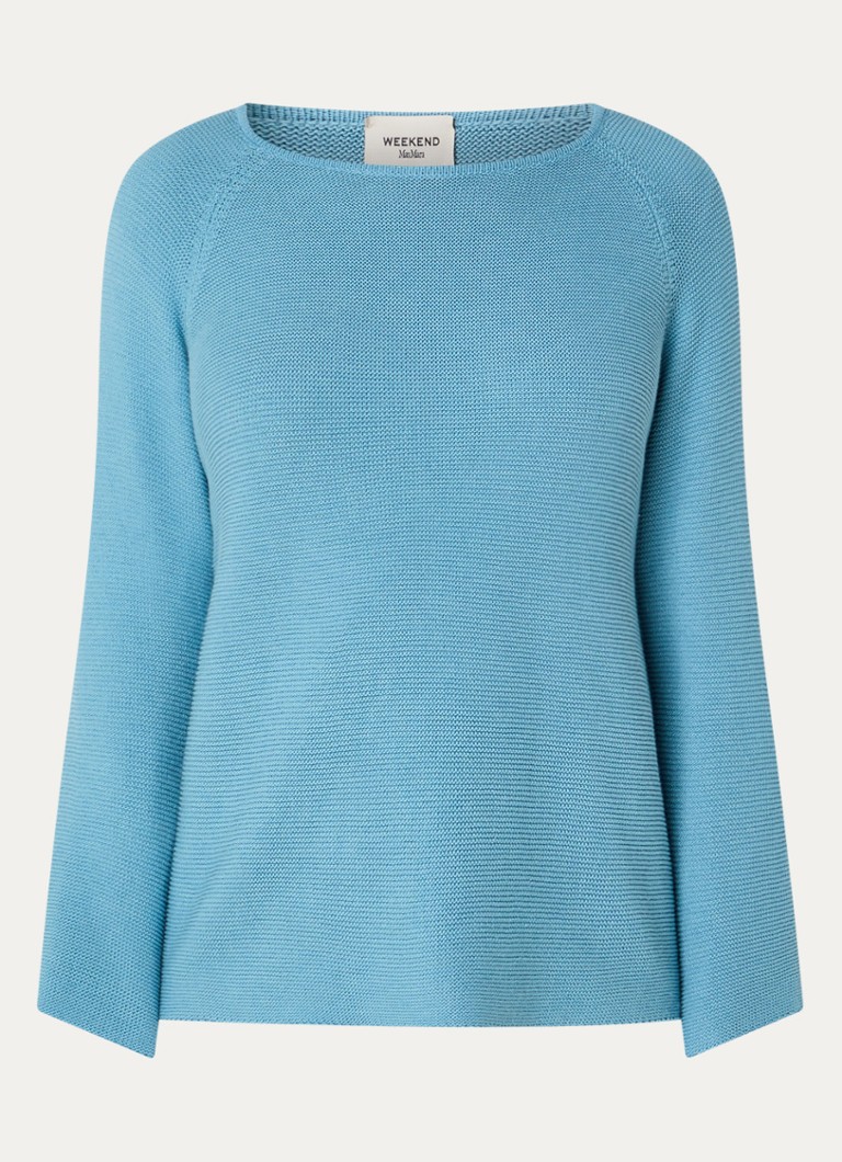 Max Mara Dames Fijngebreide trui met boothals in de kleur Blauwgrijs