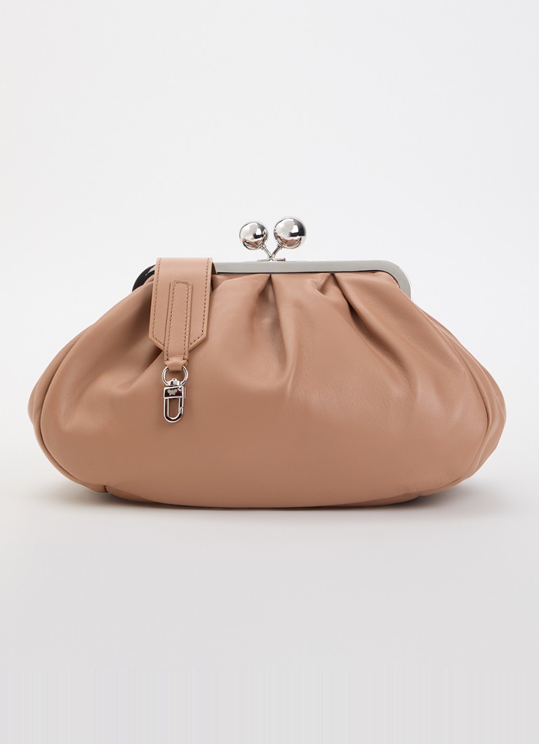MaxMara Dames Pasticcino clutch van schapenleer met afneembare schouderriem in de kleur Nude