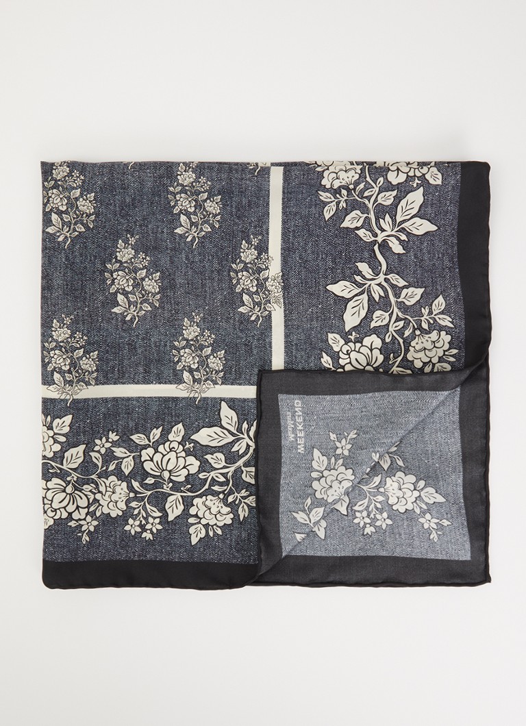 MaxMara Dames Siam sjaal van zijde met bloemenprint 65 x 65 cm in de kleur Indigo