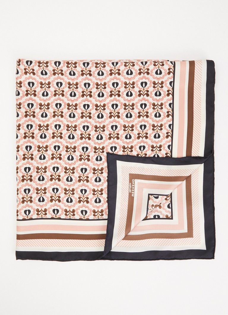 MaxMara Dames Onesto sjaal van zijde met print 90 x 90 cm in de kleur Ivoor