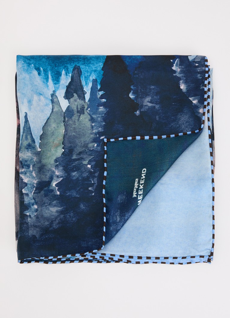 Max Mara Dames Onesto sjaal van zijde met print 90 x 90 cm in de kleur Donkerblauw