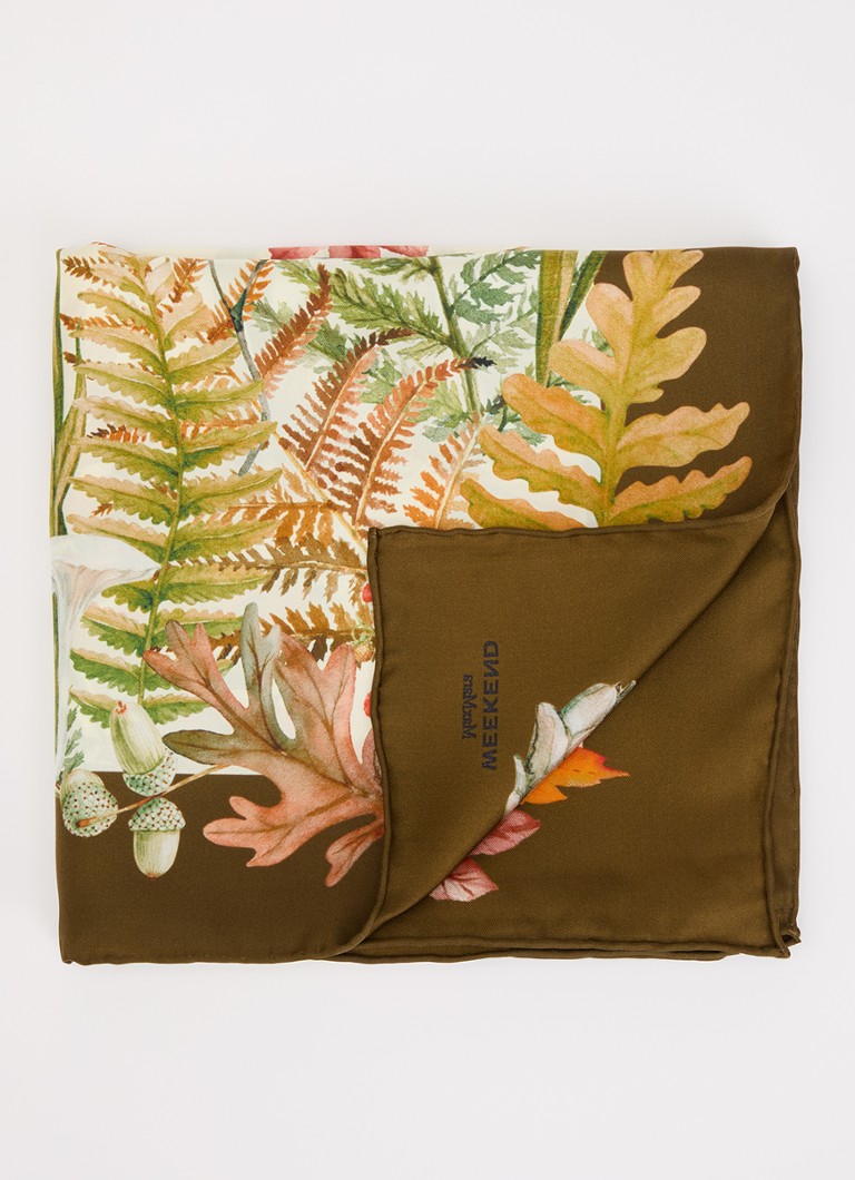Max Mara Dames Onesto sjaal van zijde met print 90 x 90 cm in de kleur Bruin
