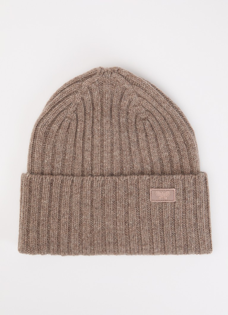 Max Mara Dames Ritmo ribgebreide muts van wol in de kleur Donkerbeige