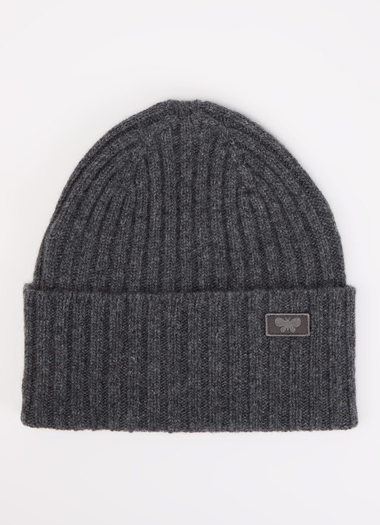 Max Mara Dames Ritmo ribgebreide muts van wol in de kleur Donkergrijs