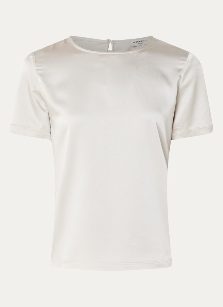 MaxMara Dames Top van satijn in de kleur Gebroken wit