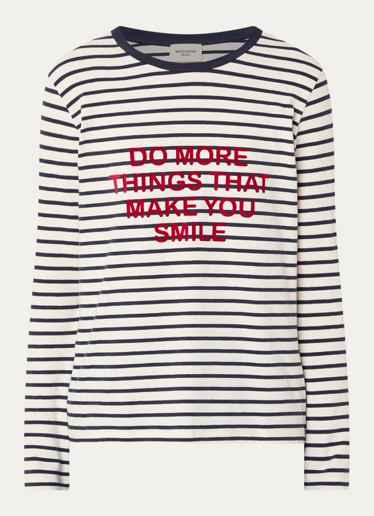 Max Mara Dames Vicino longsleeve met streepprint in de kleur Gebroken wit