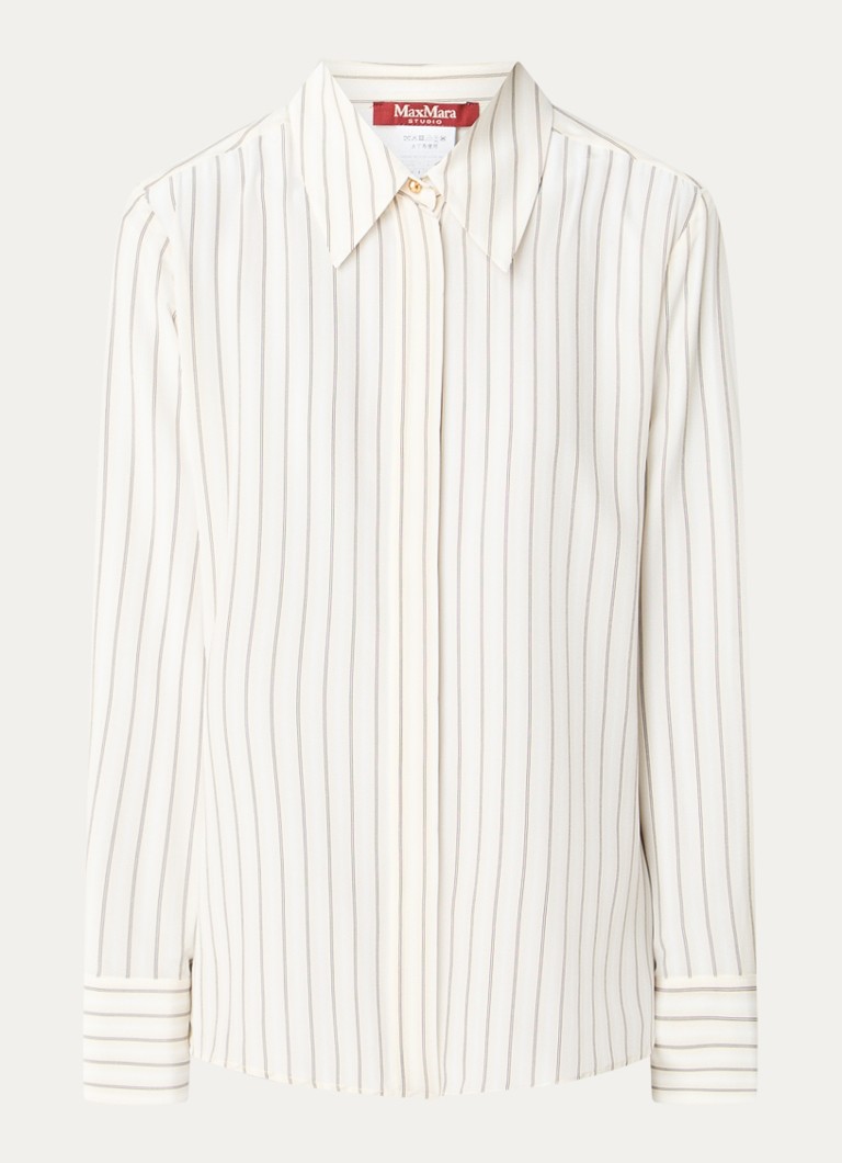 MaxMara Dames Flirt blouse van zijde met streepprint in de kleur Ivoor