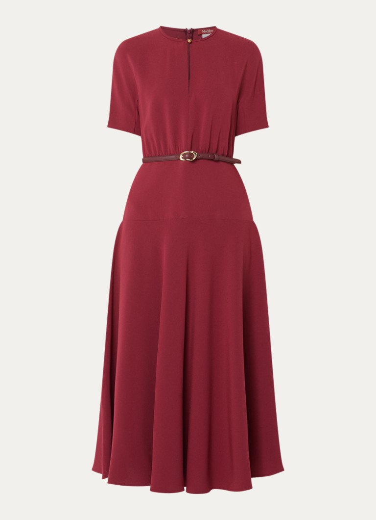 MaxMara Dames Maxi jurk met ceintuur in de kleur Cranberryrood