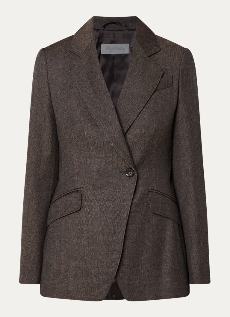 Max Mara Dames Neutro blazer van scheerwol in de kleur Donkerbruin