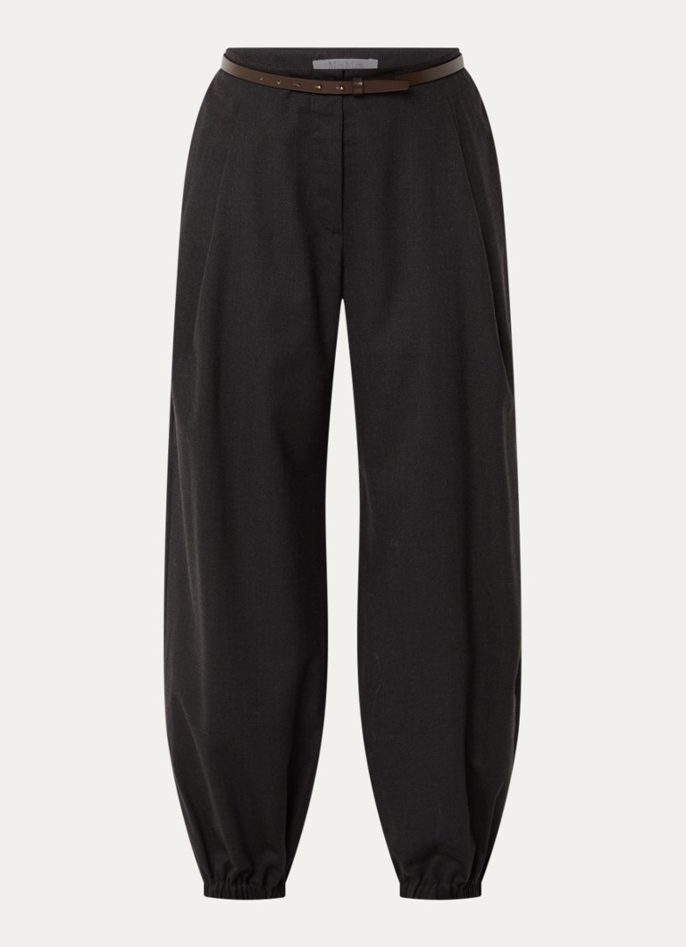 Max Mara Dames Pergola high waist balloon fit pantalon van scheerwol in de kleur Donkerbruin