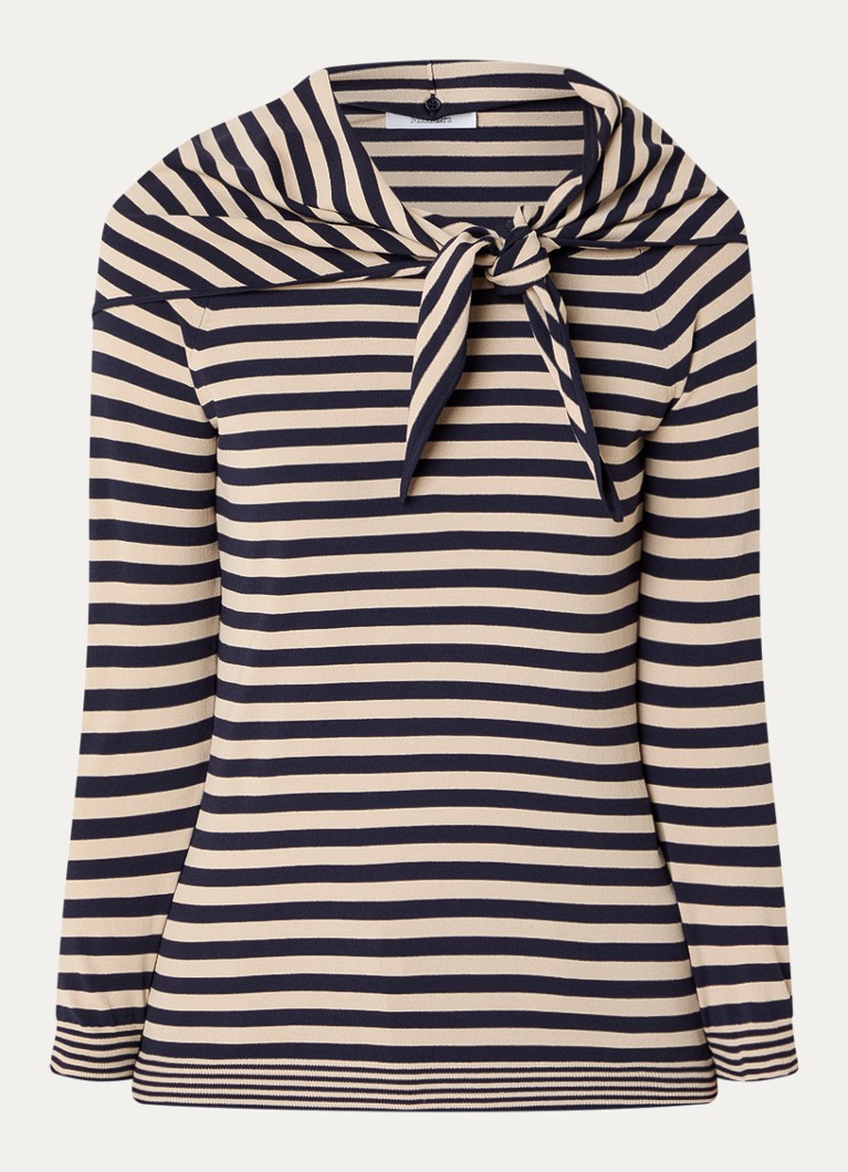 MaxMara Dames Trui met sjaalkraag en streepprint in de kleur Donkerblauw