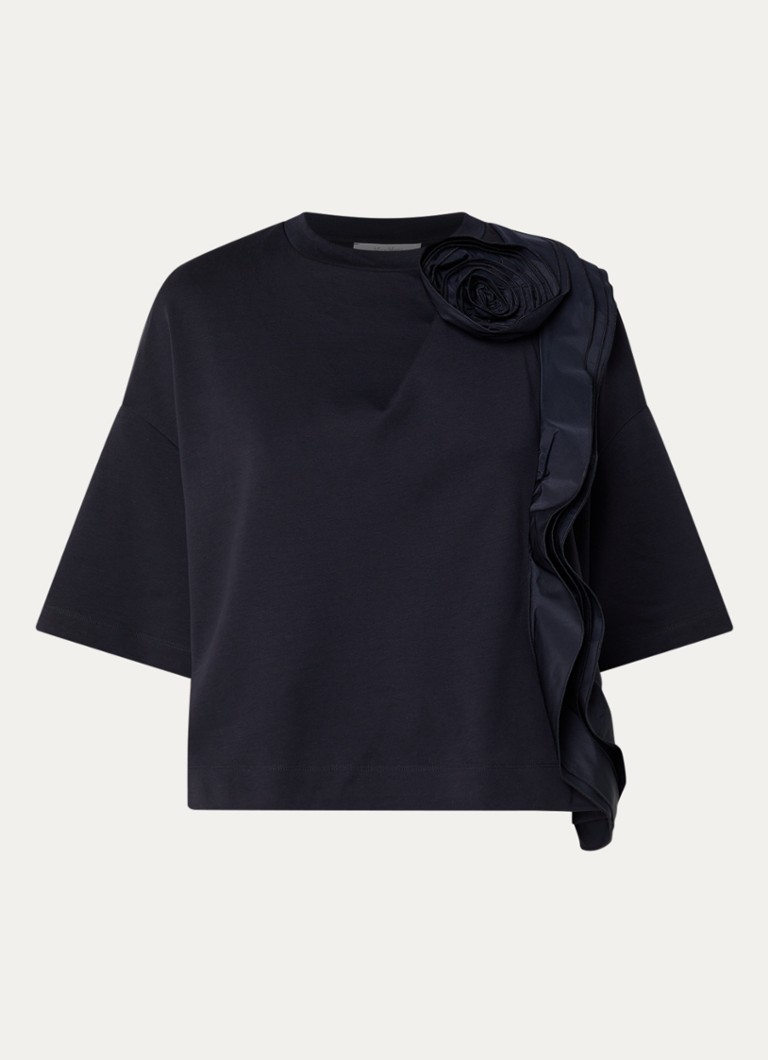 MaxMara Dames T-shirt met volant in de kleur Donkerblauw