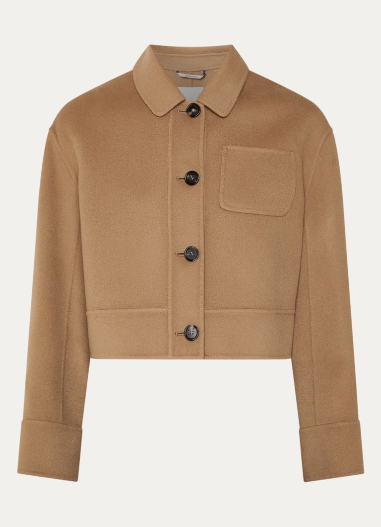 MaxMara Dames Mantel in wolblend met borstzak in de kleur Camel