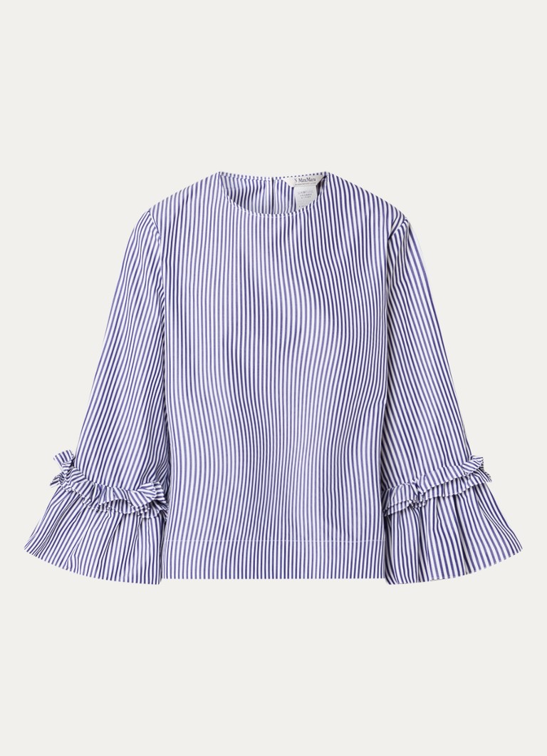 MaxMara Dames Valzer tuniek met streepprint en trompetmouw in de kleur Lichtblauw