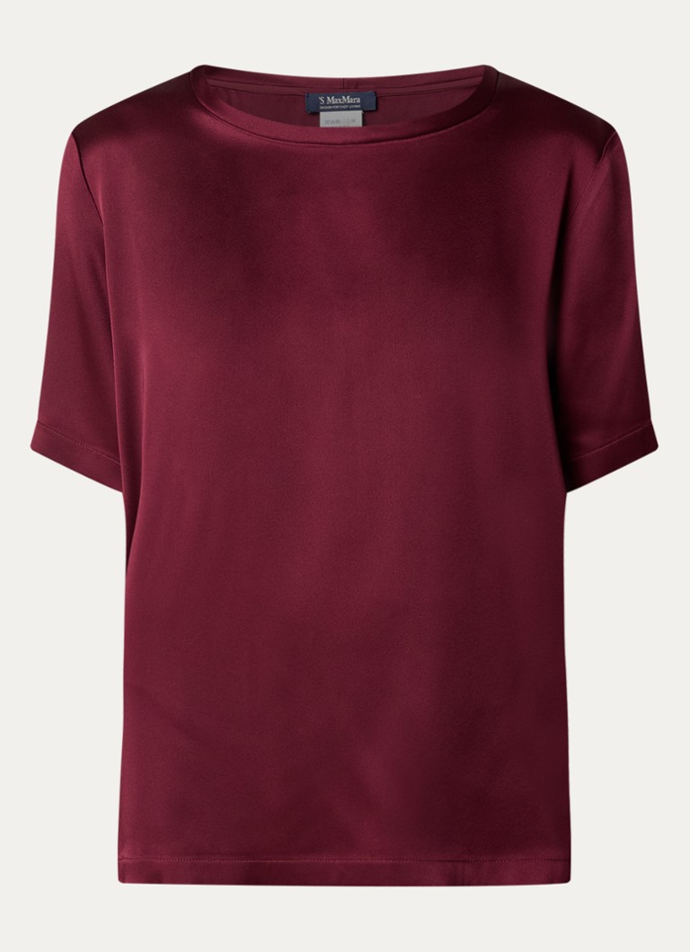 Max Mara Dames Rebecca T-shirt van satijn in de kleur Bordeauxrood