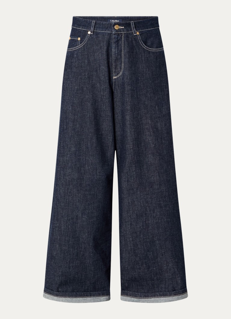 MaxMara Dames Occhio high waist wide leg jeans met donkere wassing in de kleur Indigo