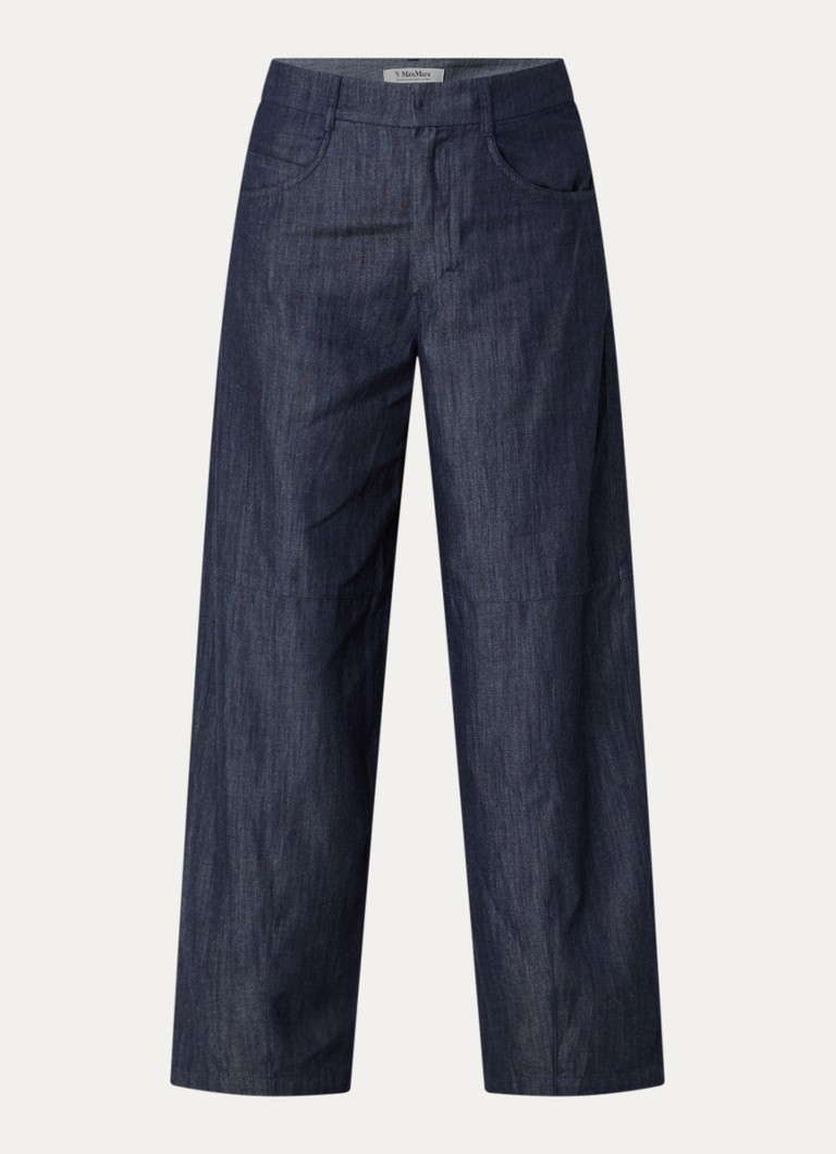 MaxMara Dames Mid waist wide fit broek met steekzakken in de kleur Indigo