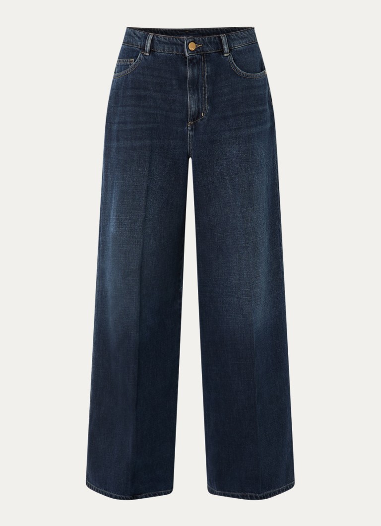 MaxMara Dames Mid waist wide fit jeans met donkere wassing in de kleur Indigo