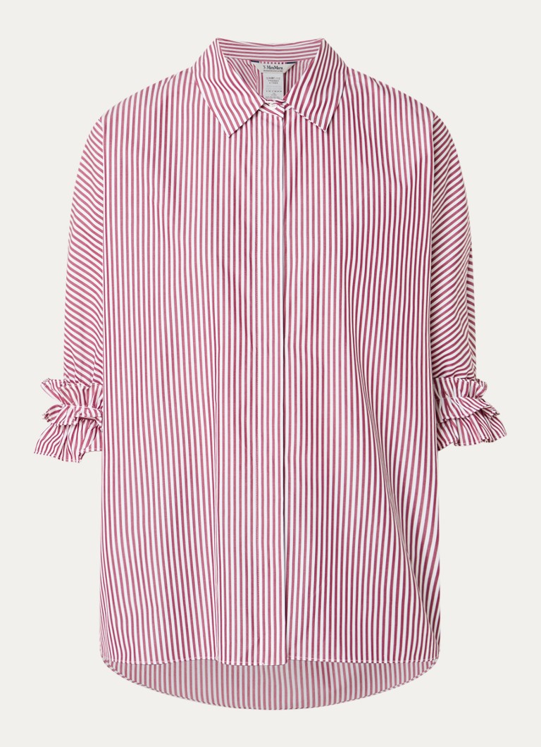 MaxMara Dames Nebbie blouse met streepprint en volant in de kleur Bordeauxrood