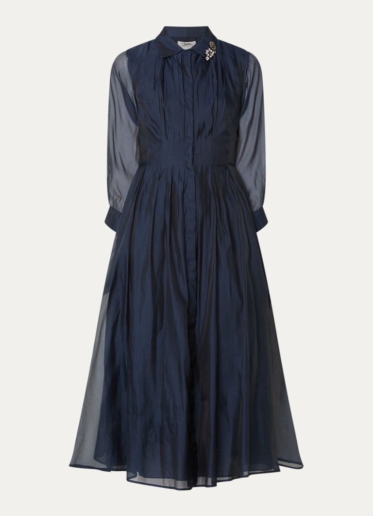 MaxMara Dames Midi jurk van mesh in de kleur Donkerblauw