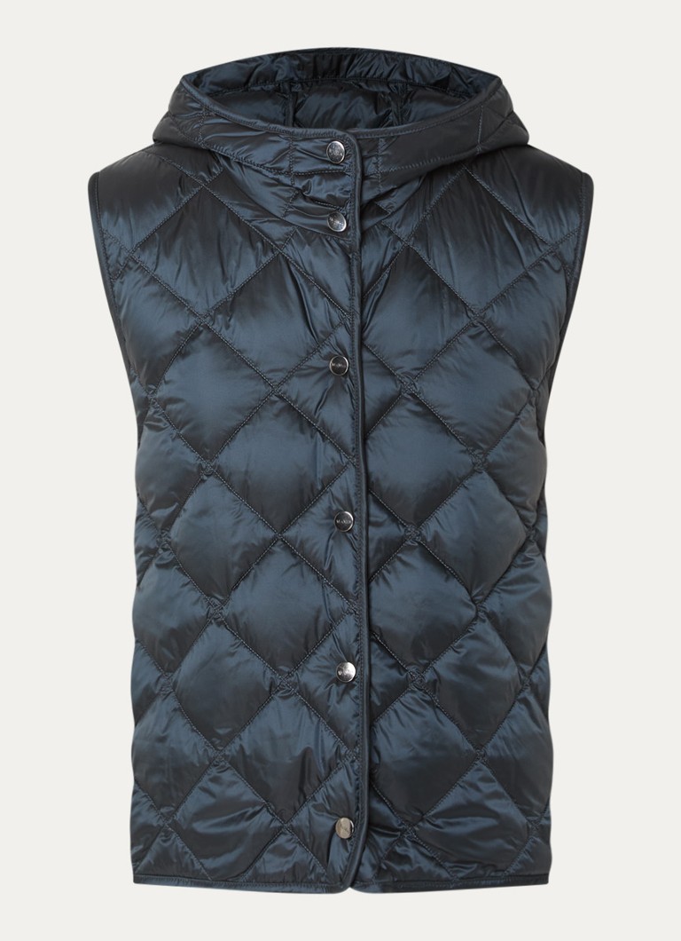 Max Mara Dames Trefa gewatteerde bodywarmer met quiltpatroon en capuchon in de kleur Donkerblauw