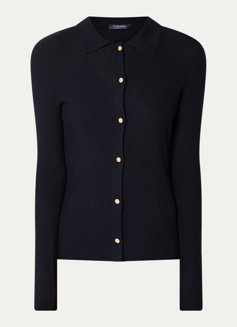 MaxMara Dames Fijngebreid vest in wolblend in de kleur Donkerblauw