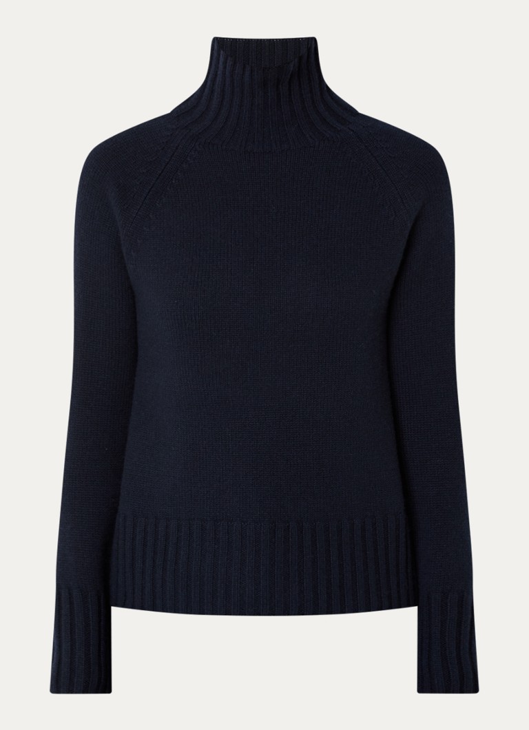 Max Mara Dames Mantova fijngebreide trui in kasjmierblend met col in de kleur Donkerblauw