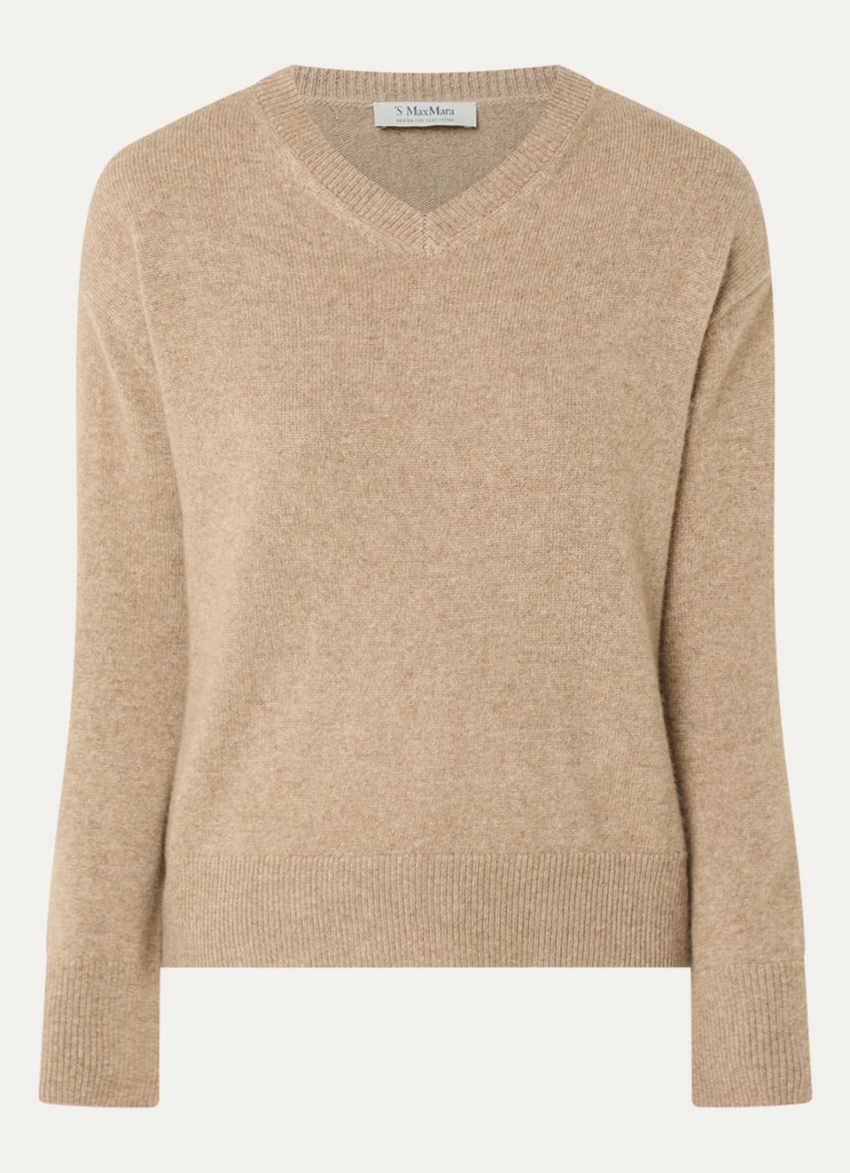 Max Mara Dames Fijngebreide trui van kasjmier in de kleur Donkerbeige