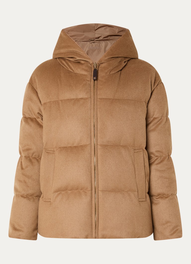 Max Mara Dames Reversible pufferjack met capuchon in de kleur Camel