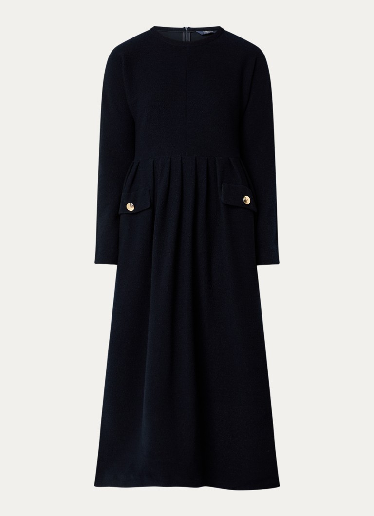 Max Mara Dames Midi jurk met plooidetail in de kleur Donkerblauw