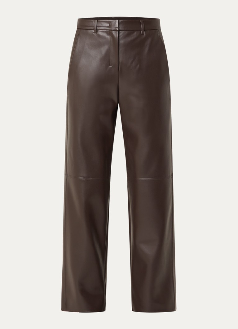 Max Mara Dames Sospiro high waist straight broek van imitatieleer met steekzakken in de kleur Bruin
