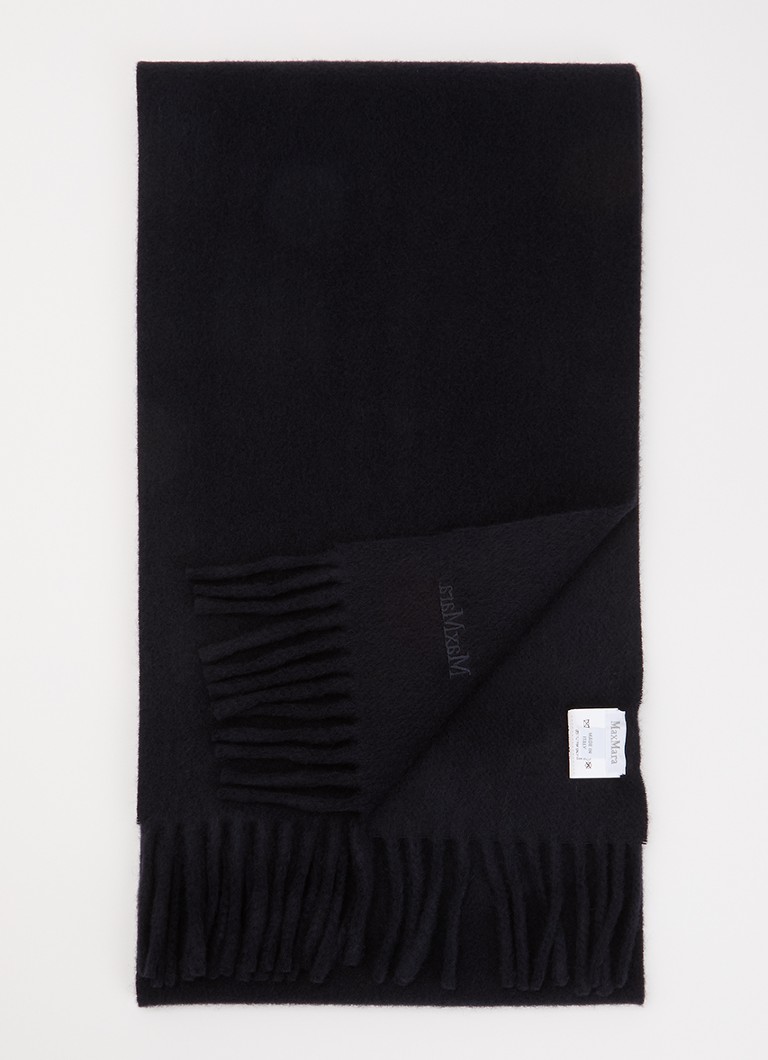 MaxMara Dames Sjaal van wol met franjes in de kleur Zwart