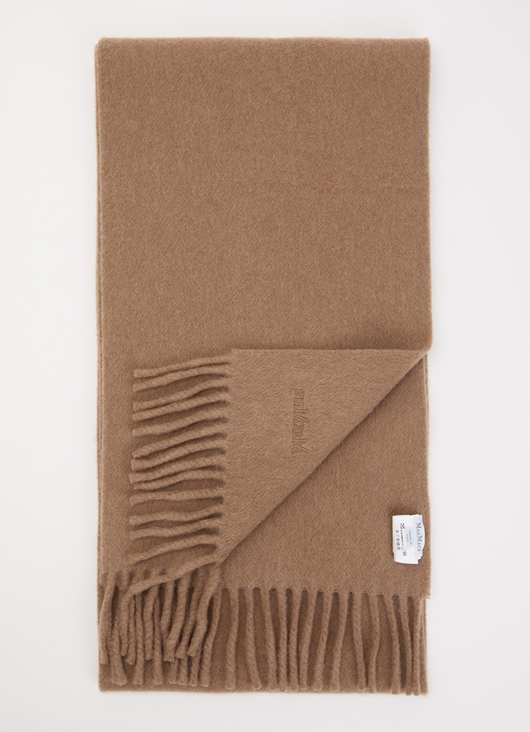 MaxMara Dames Sjaal van wol met franjes in de kleur Camel