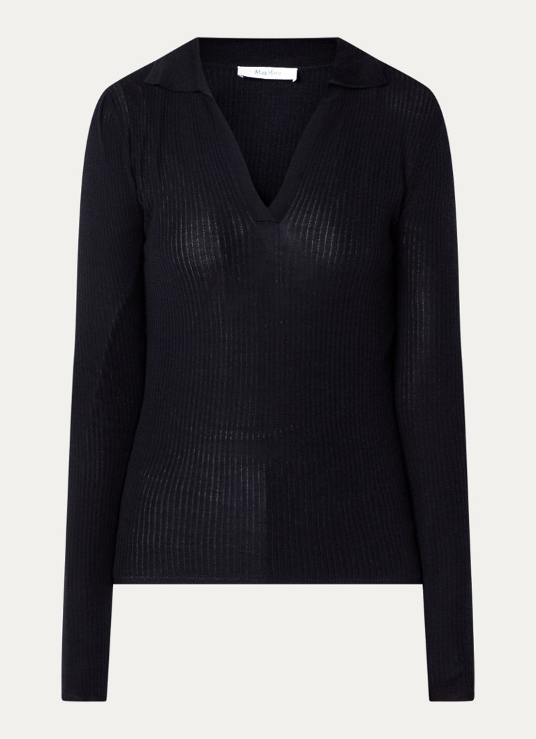 MaxMara Dames Fijngebreide trui in kasjmierblend in de kleur Donkerblauw