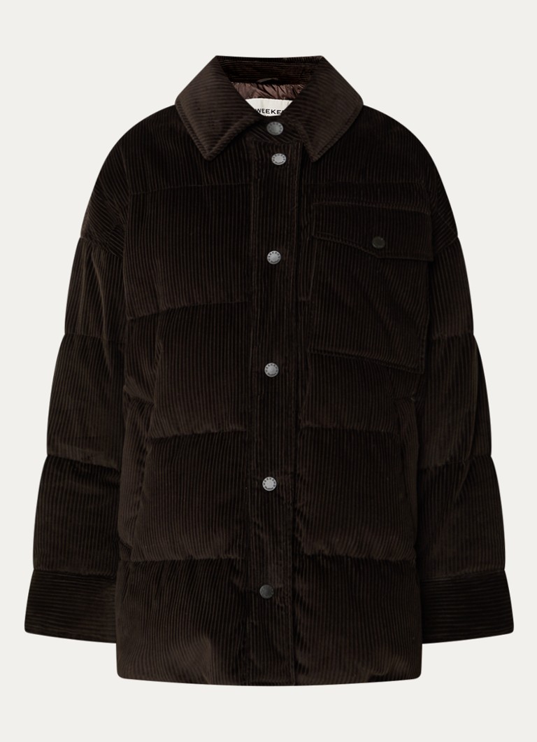 Max Mara Dames Giorno gewatteerd jack van corduroy met steekzakken in de kleur Donkerbruin
