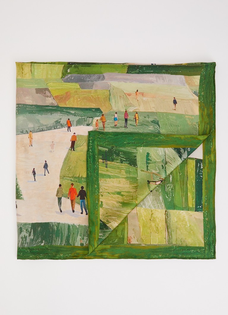 Max Mara Dames Onesto sjaal van zijde met print 90 x 90 cm in de kleur Donkergroen