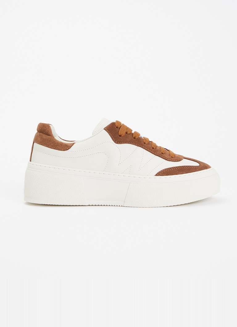 Max Mara Dames Sneaker van leer met details van suède in de kleur Hazelnootbruin