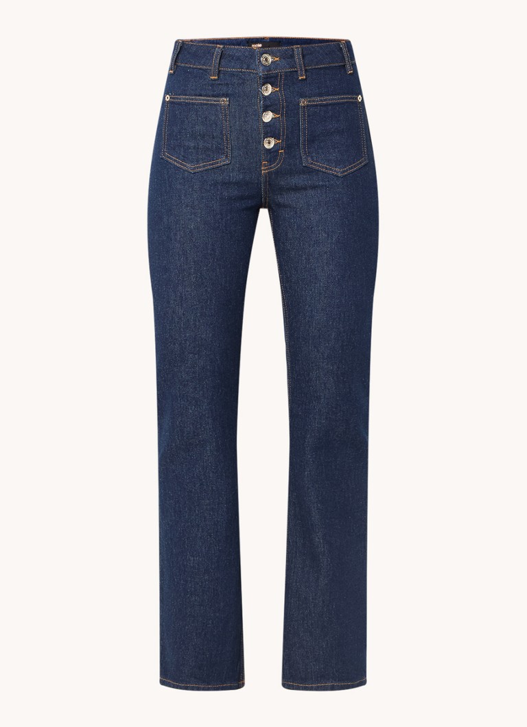 Maje Dames High waist straight leg jeans met donkere wassing in de kleur Indigo