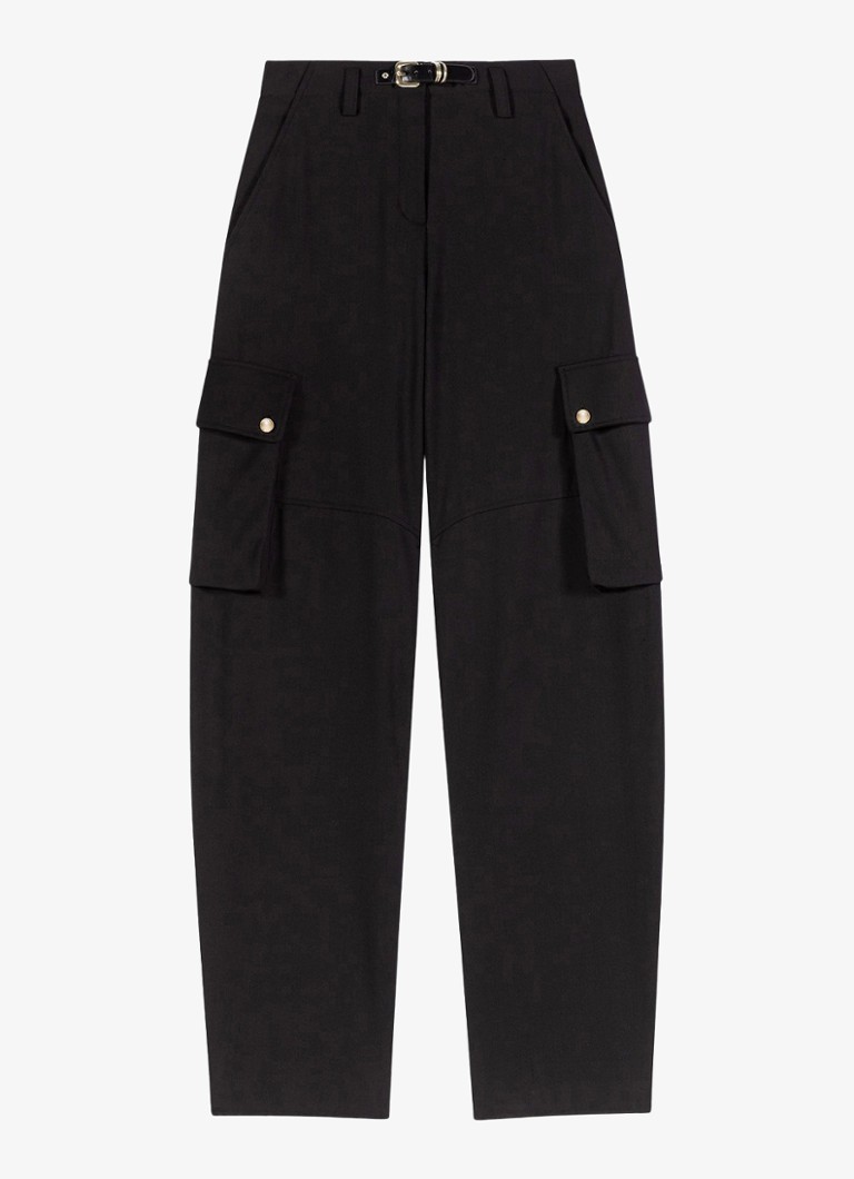 Maje Dames High waist tapered fit cargobroek met steekzakken in de kleur Jeans