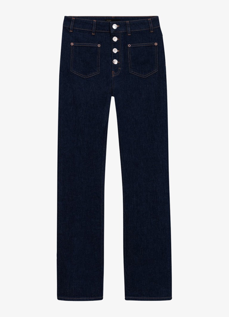 Maje Dames High slim fit leg jeans met donkere wassing in de kleur Dark Blue / Blauw